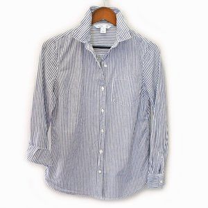 Old Navy The Classic Shirt Long Sleeve Blue & White Striped 100% Cotton SMALL